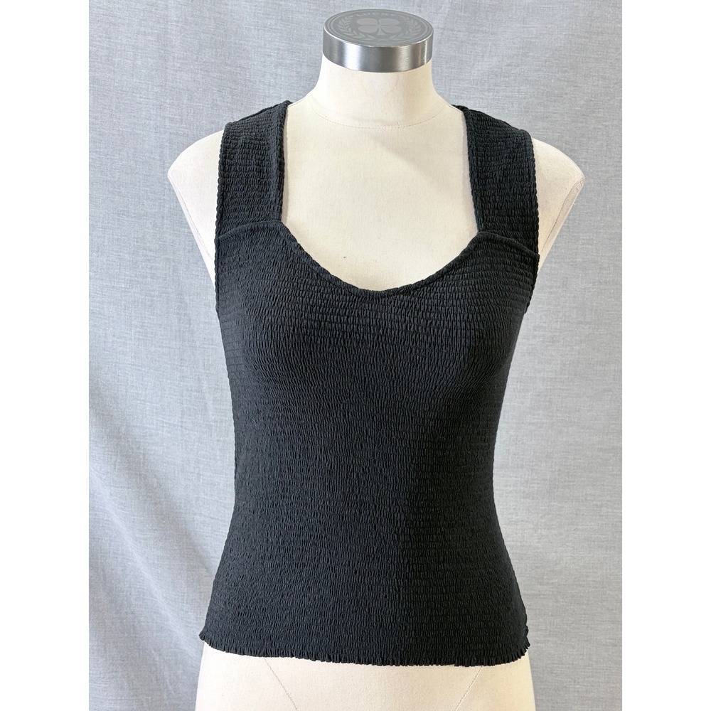 Nation LTD Tank Top Black Smocked Scoop Neck Sleeveless Size S